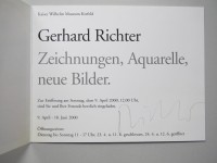 Vorschau: Gerhard Richter. Ausstellungseinladung, Krefeld, 2000, signiert Vorschau: Gerhard Richter. Ausstellungseinladung, Krefeld, 2000, signiert