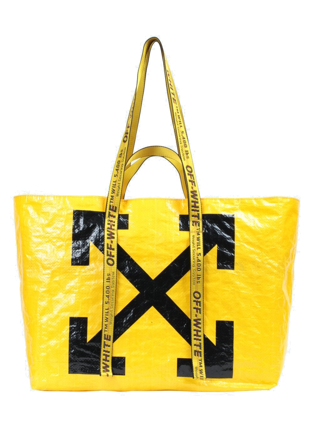 Off white black bag with yellow stripe outlet