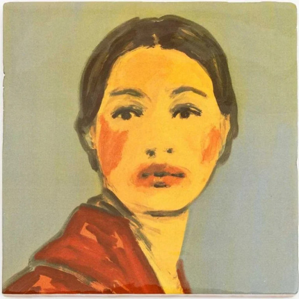 Claire Tabouret. Makeup (red coat) tile