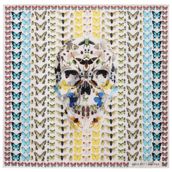 Damien Hirst.The Forgiveness Skull Butterfly Grid Scarf, 2013