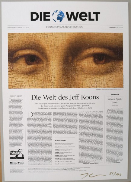 Jeff Koons, Sammleredition DIE WELT vom 6.November 2017, signiert