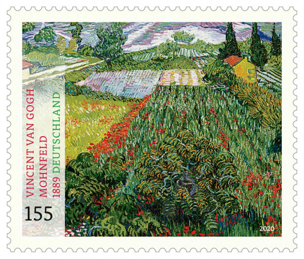 Foto: Courtesy Deutsche Post und Kunsthalle Bremen Sonderbriefmarke mit Vincent van Goghs KHB_Post-Sonderbriefmarke_Mohnfeld_Van-Gogh